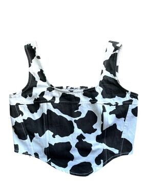 Lone Star Coastal Cowgirl Cow Animal Print Cropper Bustier Western Top